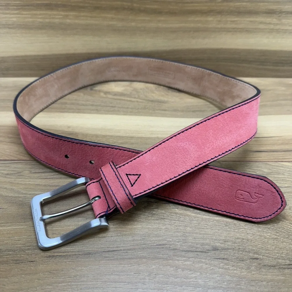 Vinyard Vines Belt Mens 32/80 Coral Pink Nubuck Belt